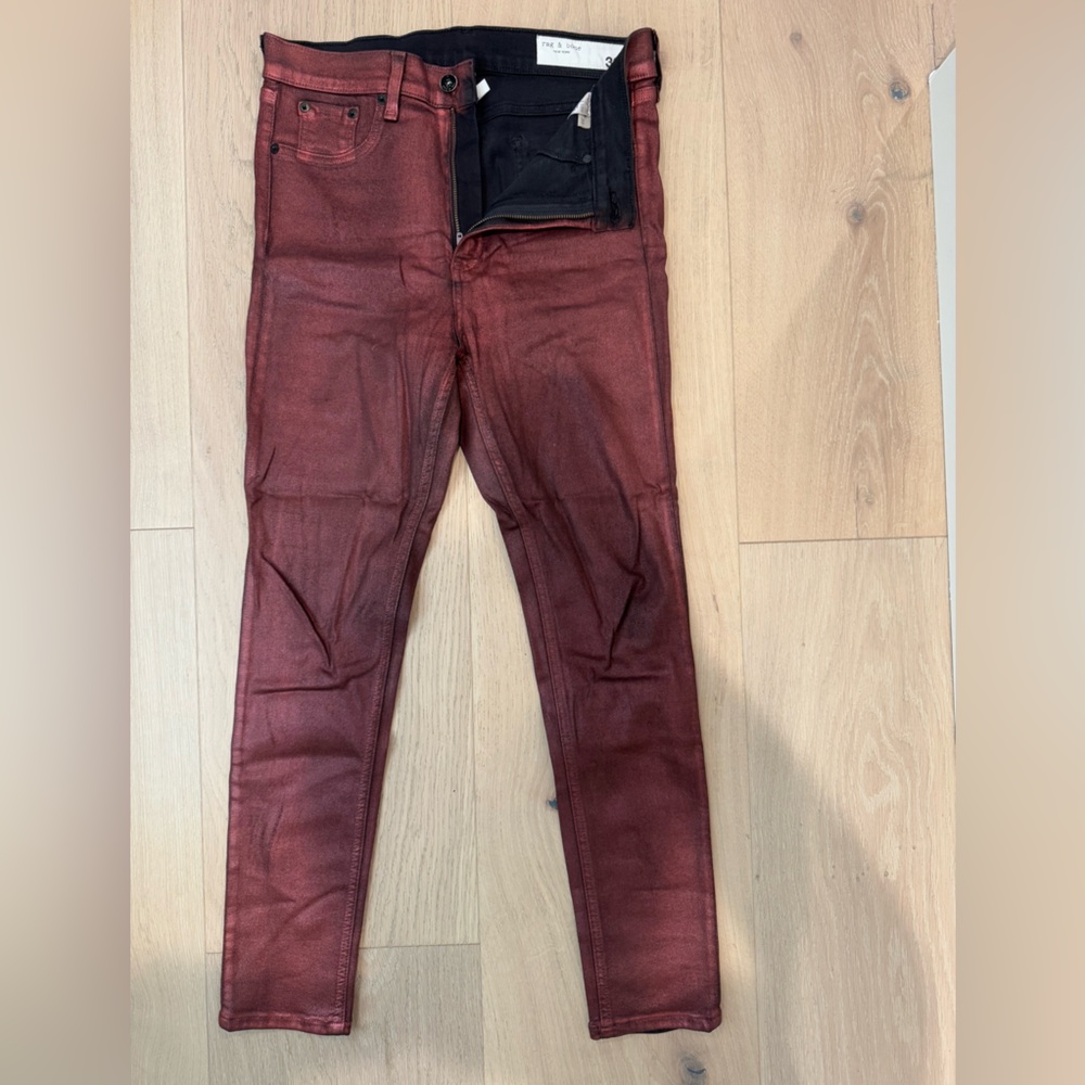 Rag & bone high rise skinny coated red jeans
